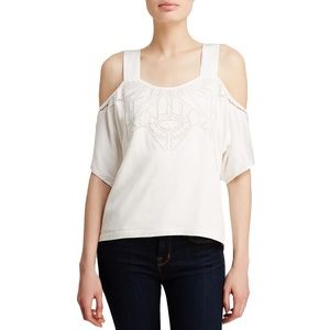 Off the shoulder white lace detail top